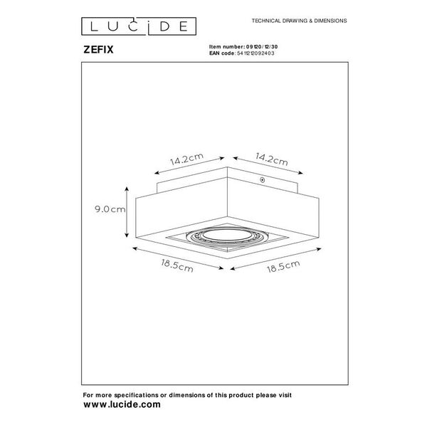 ZEFIX Ceiling Spotlight 1x Gu10/12W DTW Black