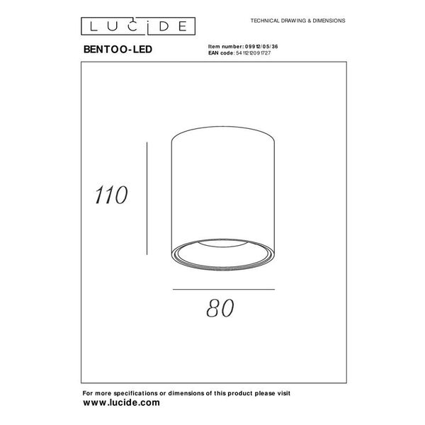 BENTOO-LED Spot Gu10/5W Ø8 H11cm Grey