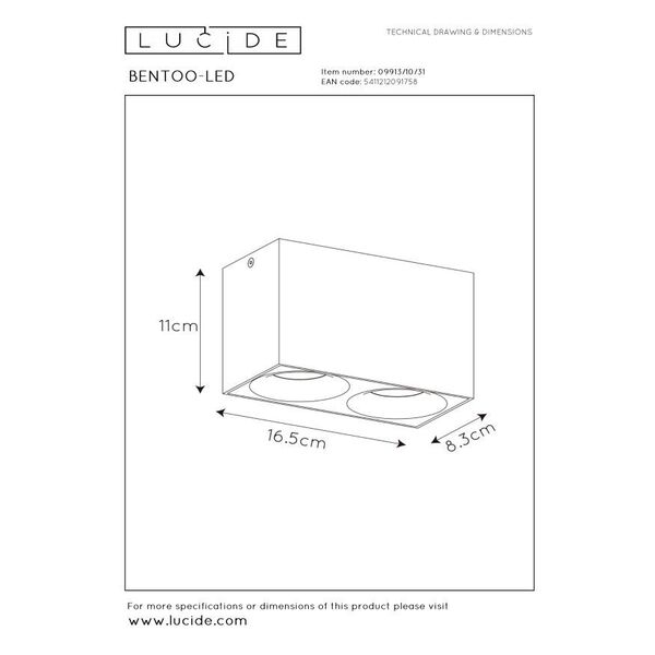 BENTOO-LED Spot Gu10/5W L16,5 W8 H11cm White