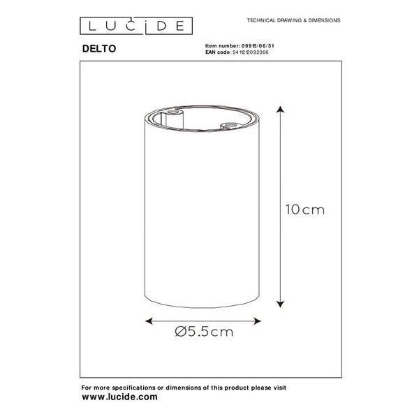 DELTO LED Round GU10/5W Ø5.5cm DTW H10cm White