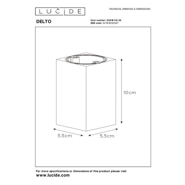 DELTO LED Square GU10/5W DTW Grey