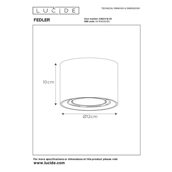 FEDLER Ceilingspotlight Dim-to-warm GU10 Round Bla