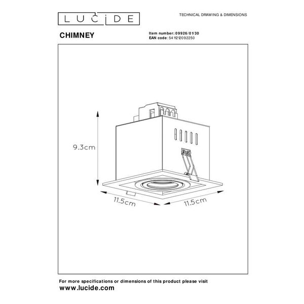 CHIMNEY Recessed spotlight  GU10 50W Square Black