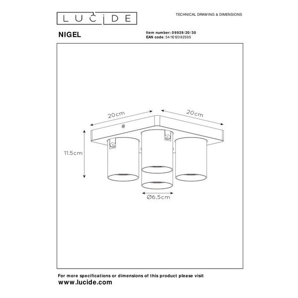 NIGEL Ceiling spotlight 4xGU10/5W DTW Black