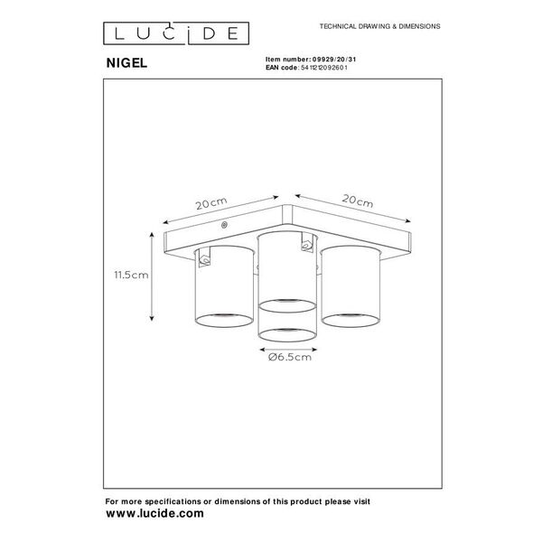 NIGEL Ceiling spotlight 4xGU10/5W DTW White