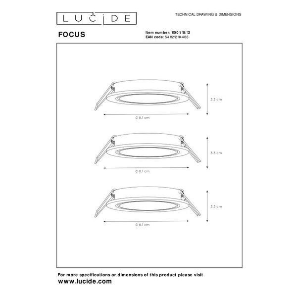 Spot Built-in Round LED 3xGU10/5W dimm 3000K Ø8,1cm