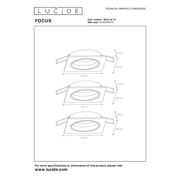 Spot Built-in Square LED 3xGU10/5W 3000K 8/8/10.5