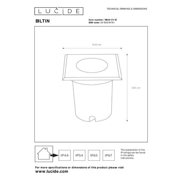 BILTIN In Ground Lite square GU10 excl. L10.8/10.8