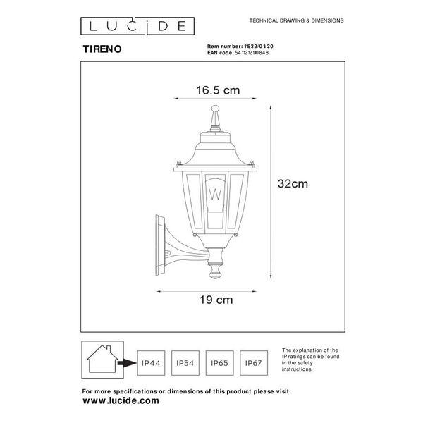 Outdoor lighting 'up' H32cm E27 Black
