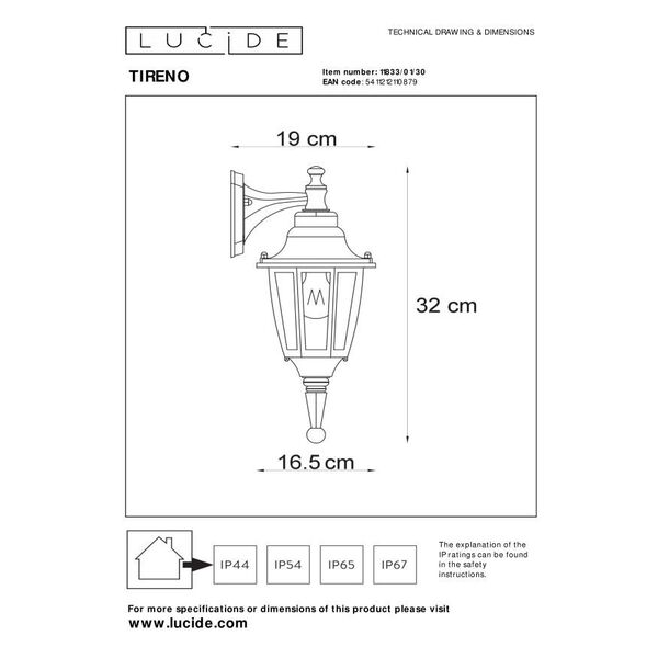 Outdoor lighting 'down' H32cm E27 Black