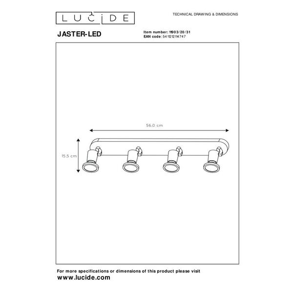 JASTER LED Spot 4xGU10/5W incl 350LM White