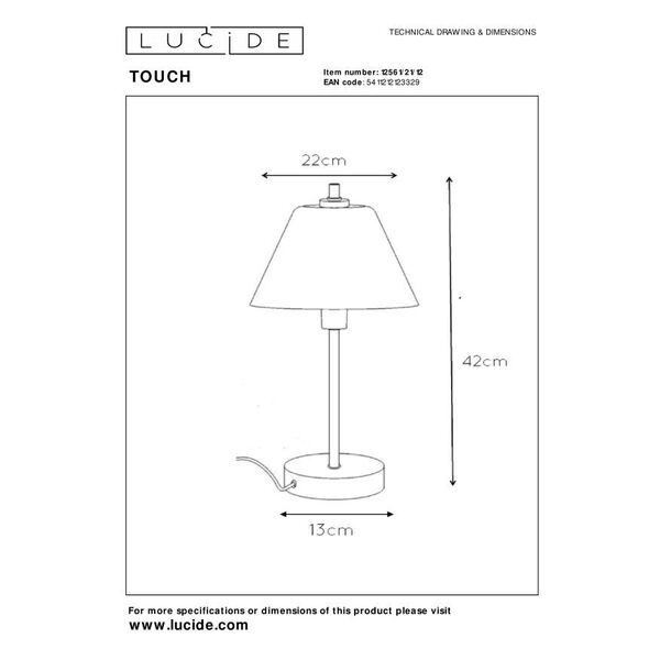 Touch TWO table Lamp E14/40W Sat chrome/Opal G