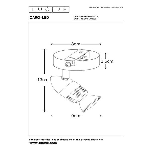 CARO-LED Wall Spot  1xGU10/5W Ø8.5 H10.5cm