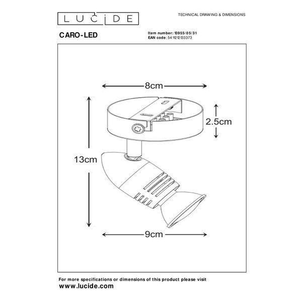 CARO-LED Wall Spot  1xGU10/5W Ø8.5 H10.5cm White