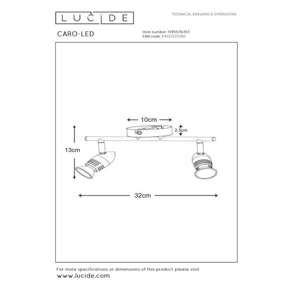 CARO-LED Wall Spot  2xGU10/5W L32 H12.5 W10cm