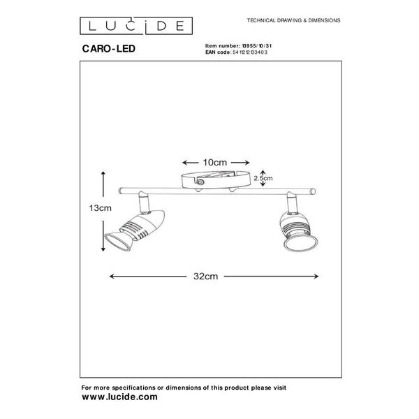CARO-LED Wall Spot  2xGU10/5W L32 H12.5 W10cm