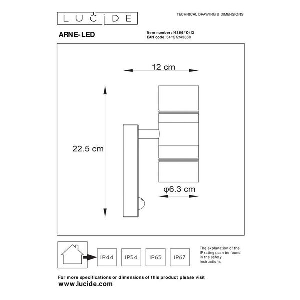 ARNE-LED Wall Light +IR 2xGU10/5W 2700K