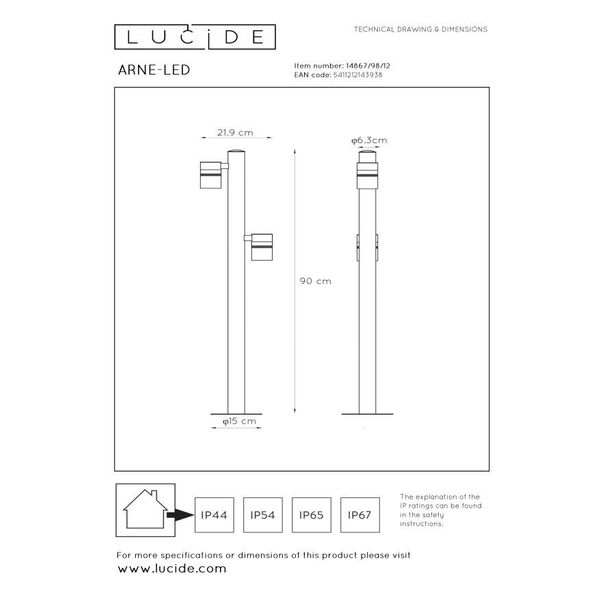 ARNE-LED Post H90cm 2xGU10/5W 350LM 2700K