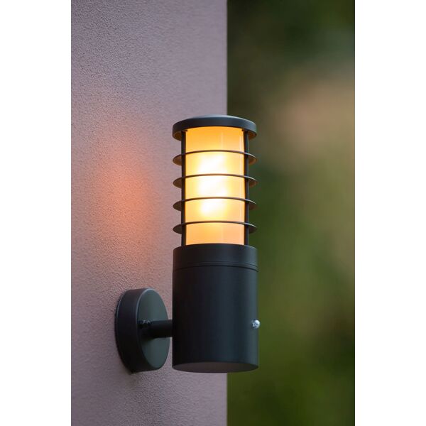 SOLID Wall Light IP54+ Sensor E27 H25 W15cm Anthra