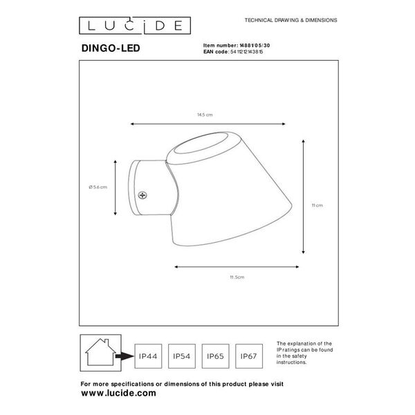 DINGO Wall Light LED GU10/4.5W IP44 Anthracite