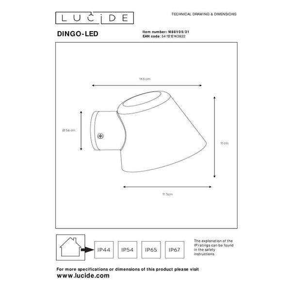 DINGO Wall Light LED GU10/4.5W IP44 White