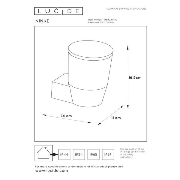 NINKE Wall Light IP54 GU10/5W excl Ø10.5cm H16cm