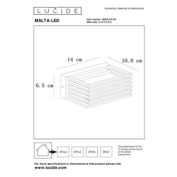 MALTA Wall Light LED 5.4W 3000K IP54 Black