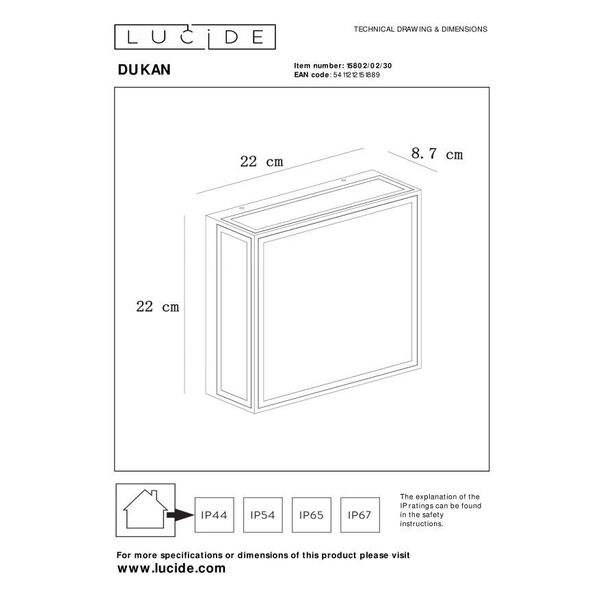 DUKAN Outside Ceiling light 2xE27/15W Black