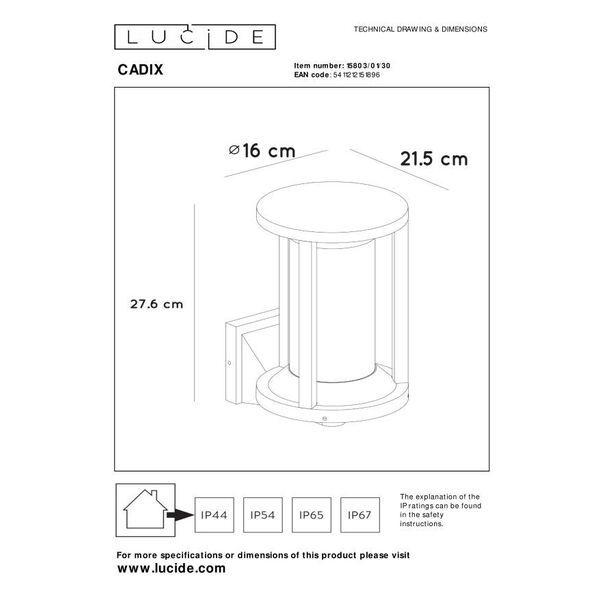 CADIX Outdoor Ceiling light E27/max 15W led Black