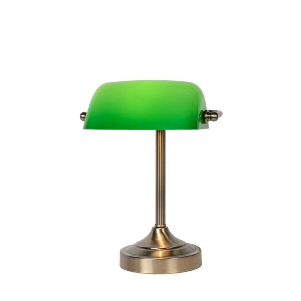 Banker Lamp E14 L22cm H30cm Glass Green/ Bronze