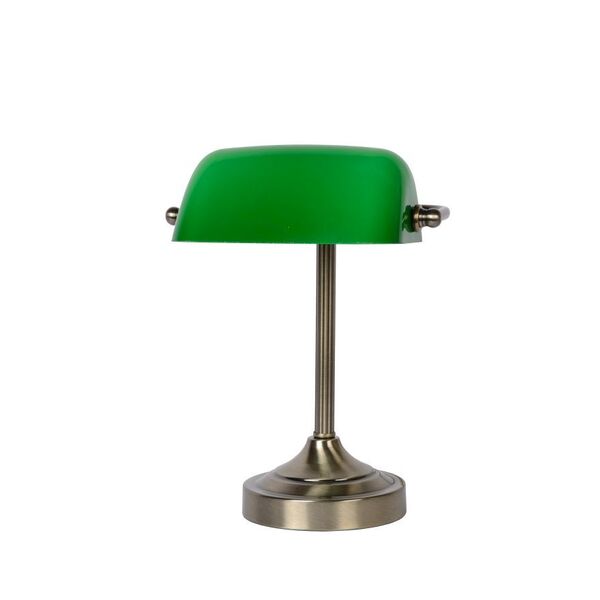 Banker Lamp E14 L22cm H30cm Glass Green/ Bronze