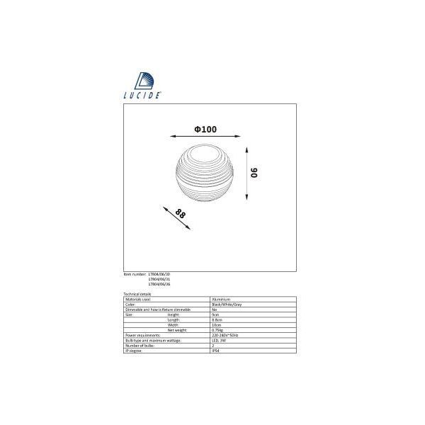 AYO Wall Light LED 2x3W IP54 Grey