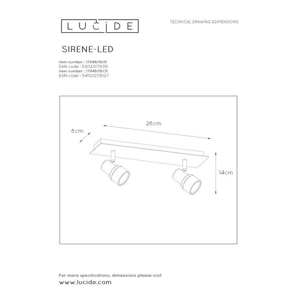 SIRENE-LED Spot 2xGU10/5W incl. Ø10 H11.5 L28cm