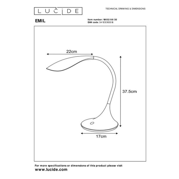 EMIL Desk Lamp LED 4.5W 3000K 480LM H37.5 W33cm