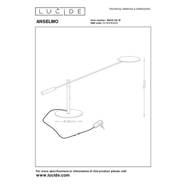 ANSELMO Desk lamp Led  9W Satin Chrome