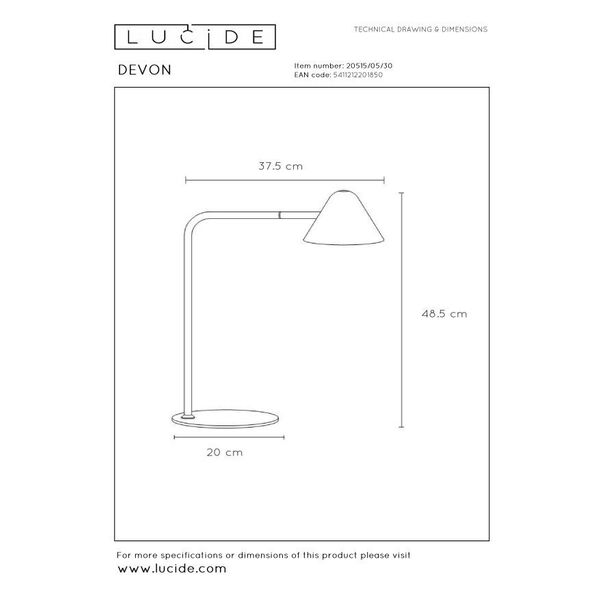 DEVON Desk lamp 3W / LED 48.5cm Black
