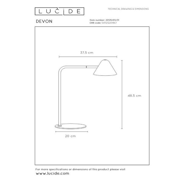 DEVON Bureau lamp 3W / LED 48.5cm White