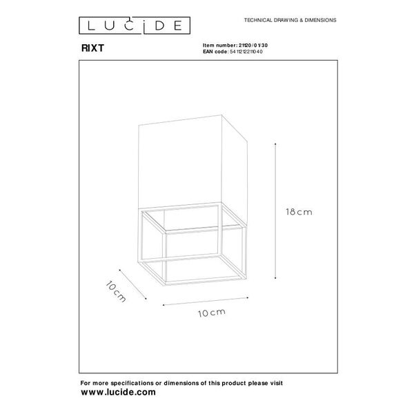 RIXT Ceiling light E27/40W 10x10cm H18cm Black/Gol