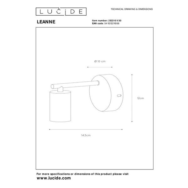 LEANNE Wall Light E27/60W Black