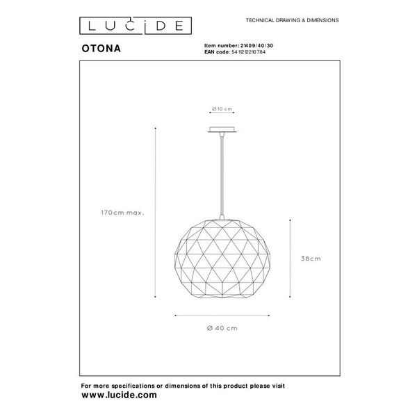 OTONA Pendant E27/60W Ø40cm Black