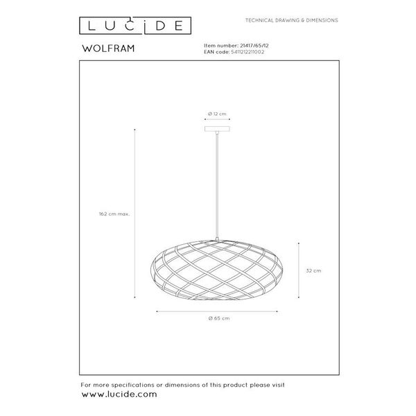 WOLFRAM Pendant  E27 Ø 65cm Satin Chrome