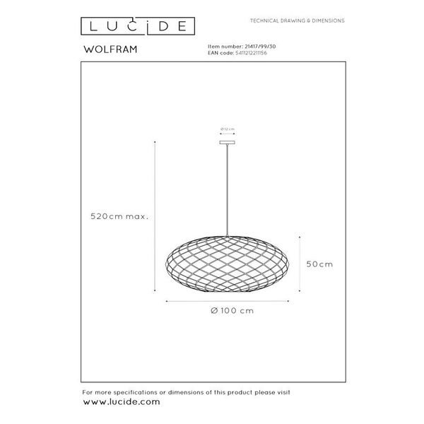 WOLFRAM Pendant 3x E27 Ø 99cm Black