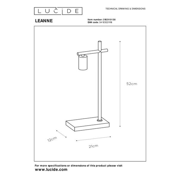 LEANNE Table Lamp E27/40W Black