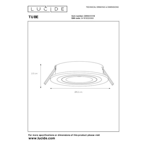 TUBE Spot Round D9cm GU10 excl Alu