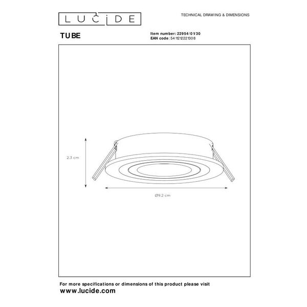 TUBE Spot Round D9cm GU10 excl Black