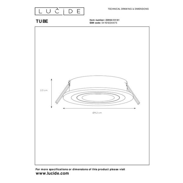 TUBE Spot Round D9cm GU10 excl White