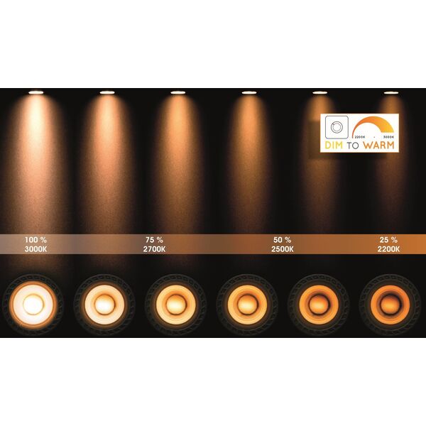 DORIAN Ceiling spotlight Dim-to-Warm GU10 12W Blac