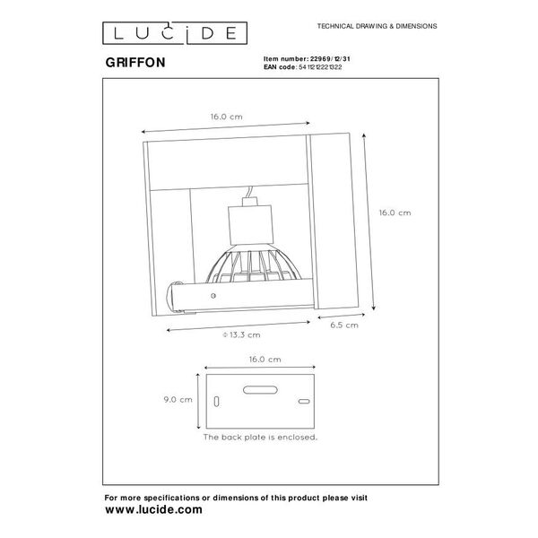 GRIFFON Ceiling spotlight Dim-to-warm 1GU10 12W Wh