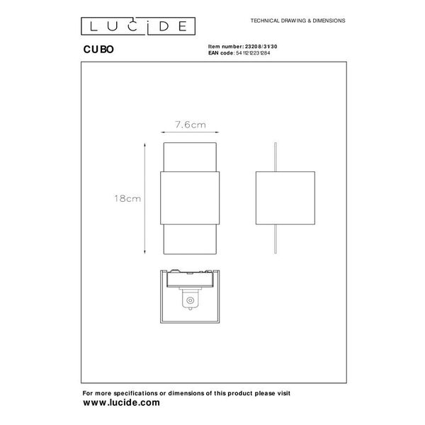 CUBO Wall light 1xG9/40W in White/out Black