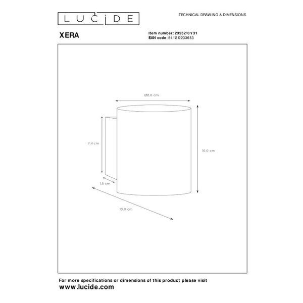 XERA Wall LightRound  1xG9 D8 H10 W10cm White